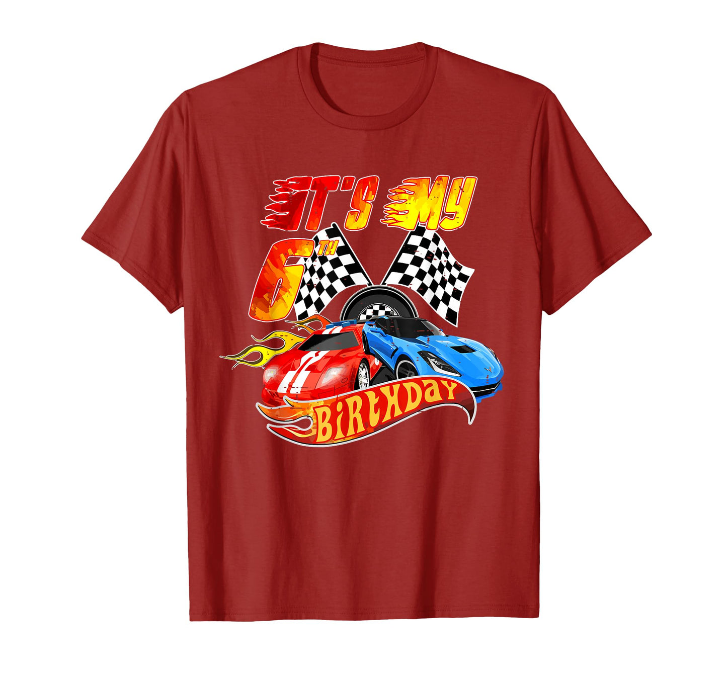 It's My 6th Birthday Kid 6 Year Old Race Car Birthday Racing T-Shirt
