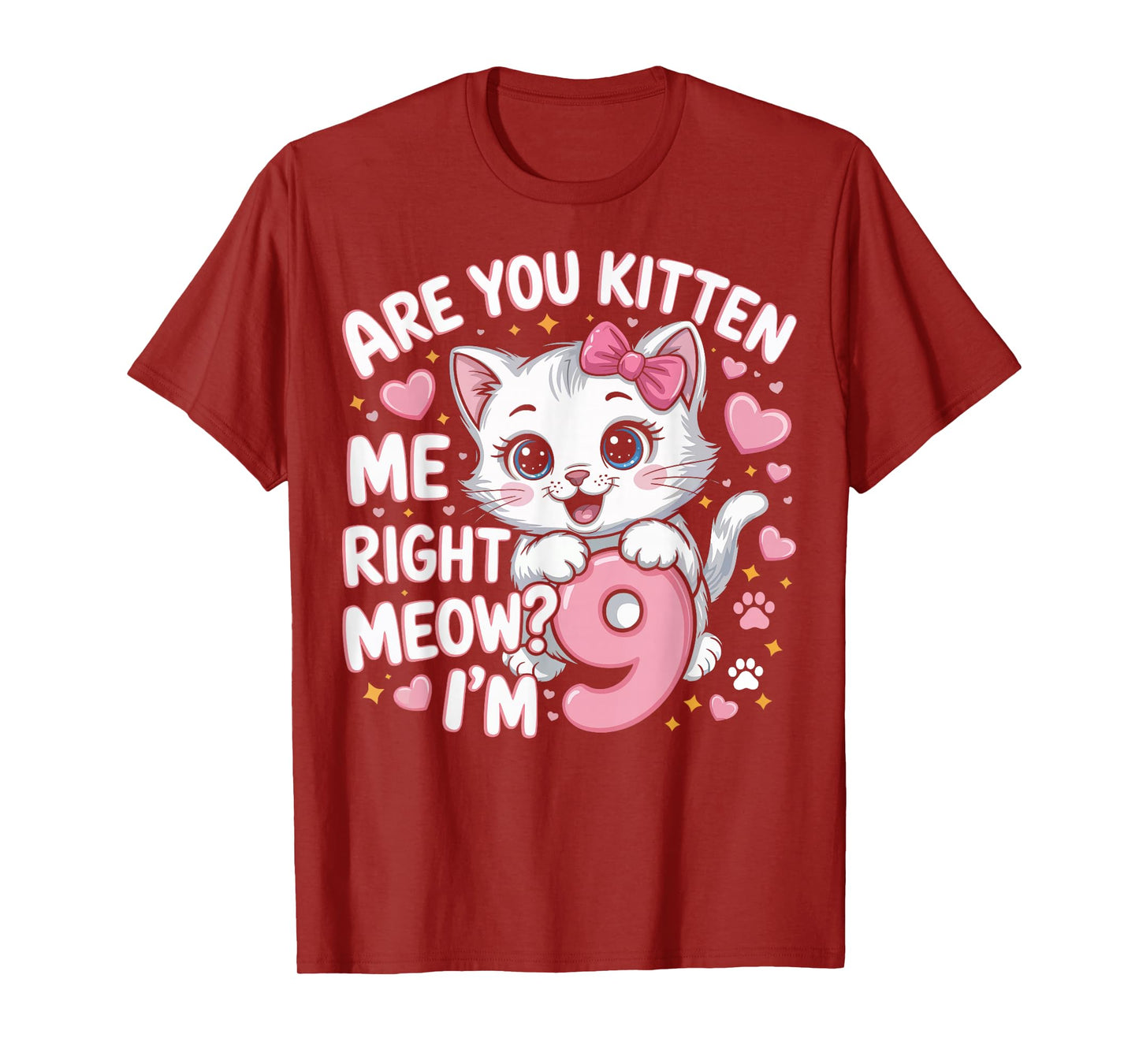 9 Year Old Girl Birthday Cat Kitten 9th Bday Girls T-Shirt