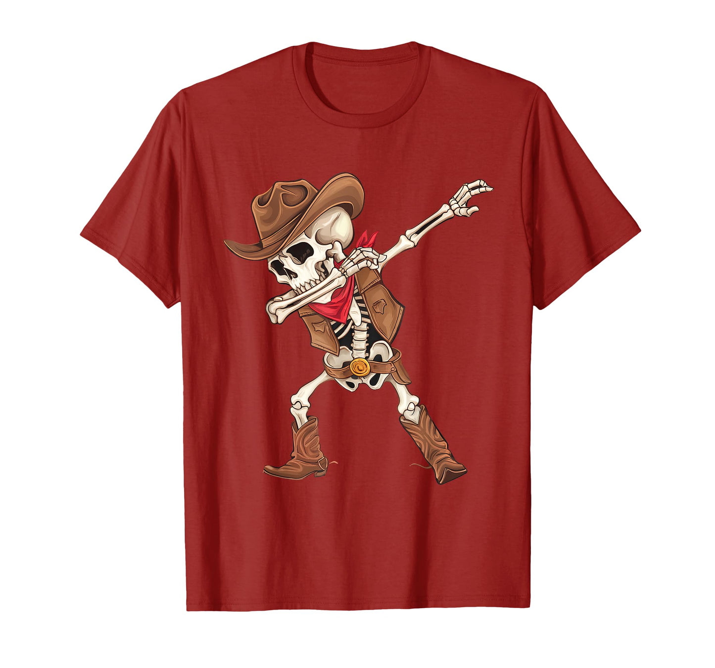 Dabbing Skeleton Cowboy Halloween Costume Boys Mens Kids T-Shirt