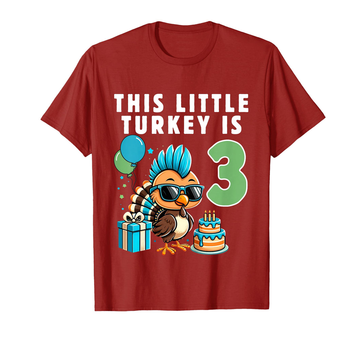 Kids This Little Turkey is 3, Boys 3rd Birthday Kids Thanksgiving T-Shirt