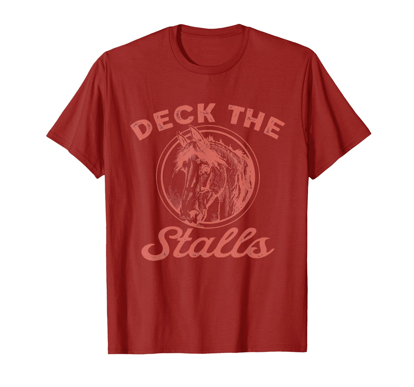 Women Deck the Stalls Horse Christmas Funny Horse Rider T-Shirt