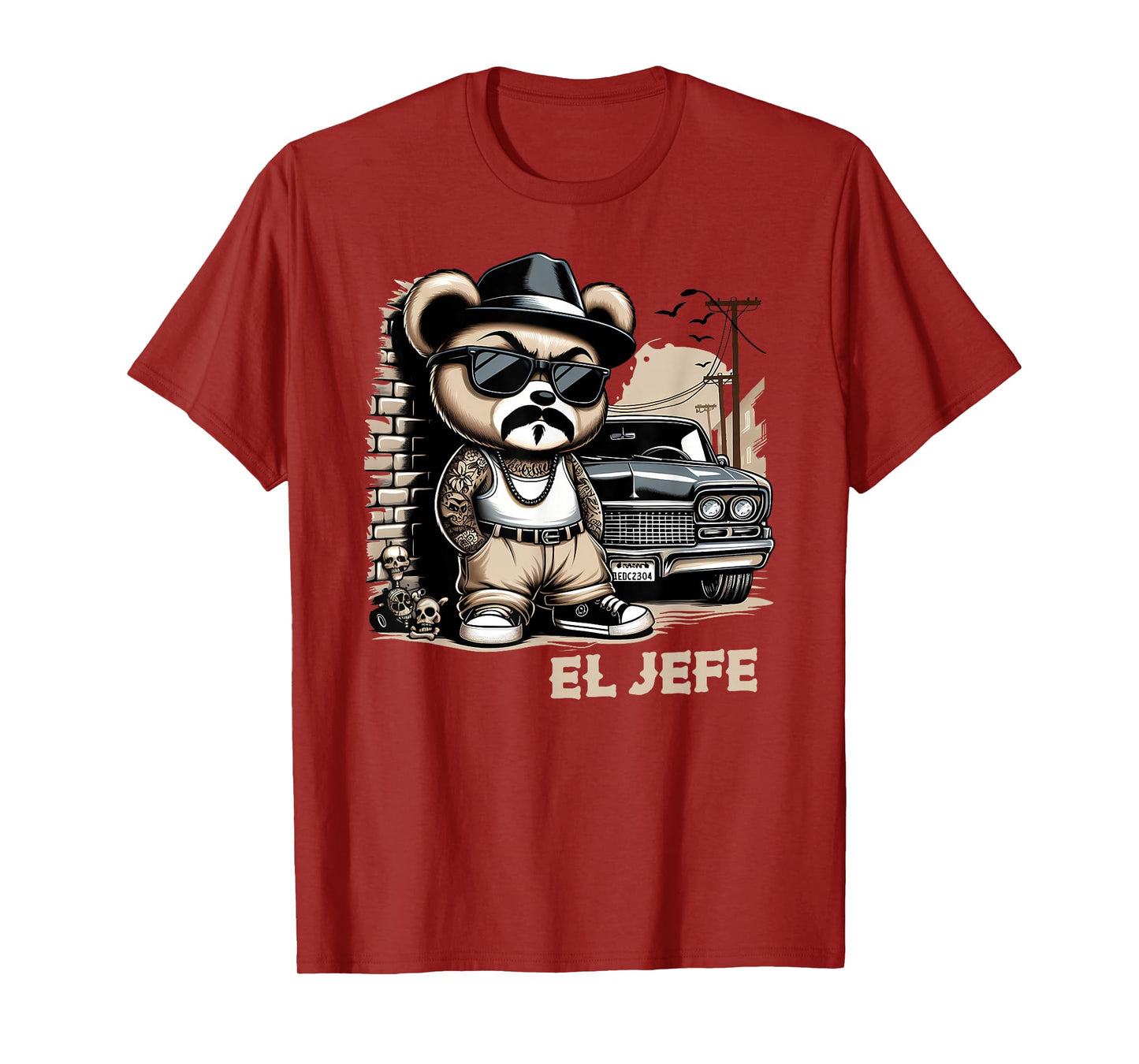 EL JEFE Hip Hop Teddy Bear Lowrider Shirt Chicano Cholo T-Shirt