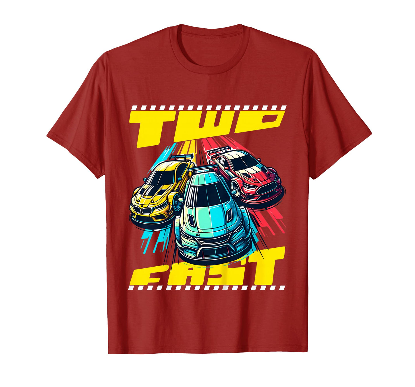 Kids Kids Two 2 Year Old 2nd Birthday Two Fast Racecar Boys Girls T-Shirt