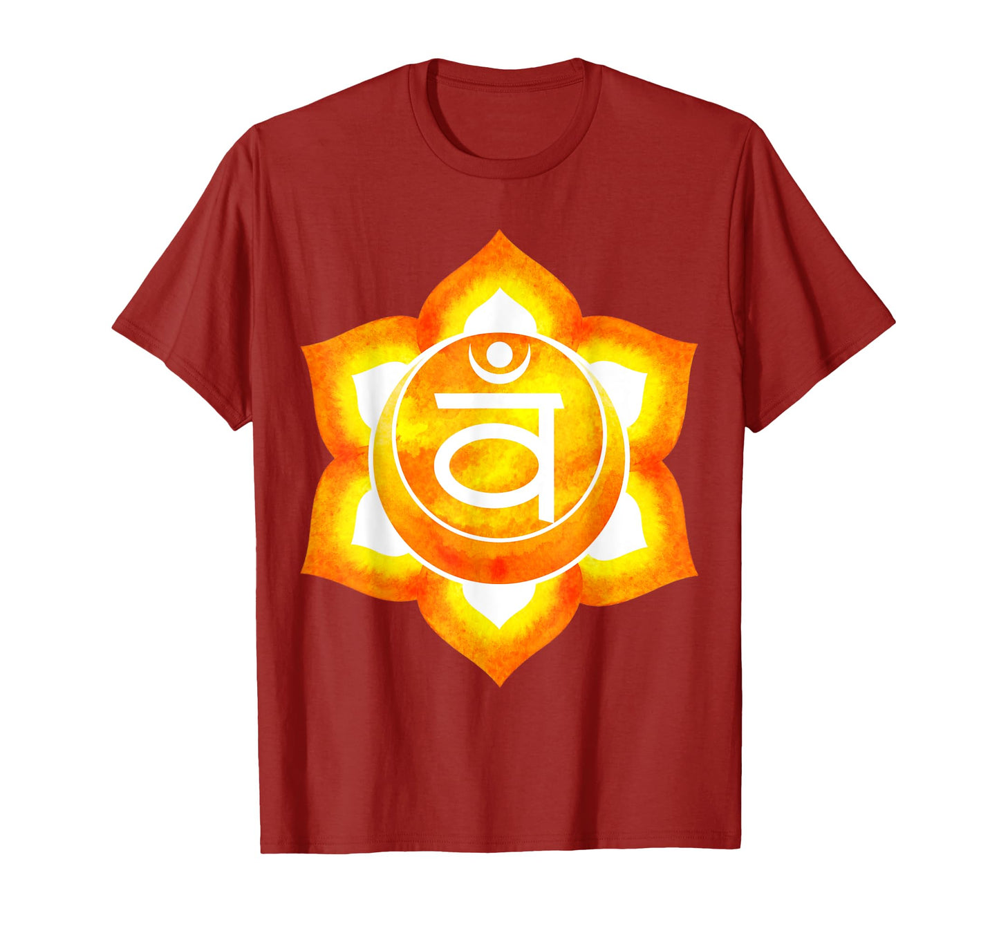 Sacral Chakra Orange Watercolor Om Mandala Lotus T-Shirt