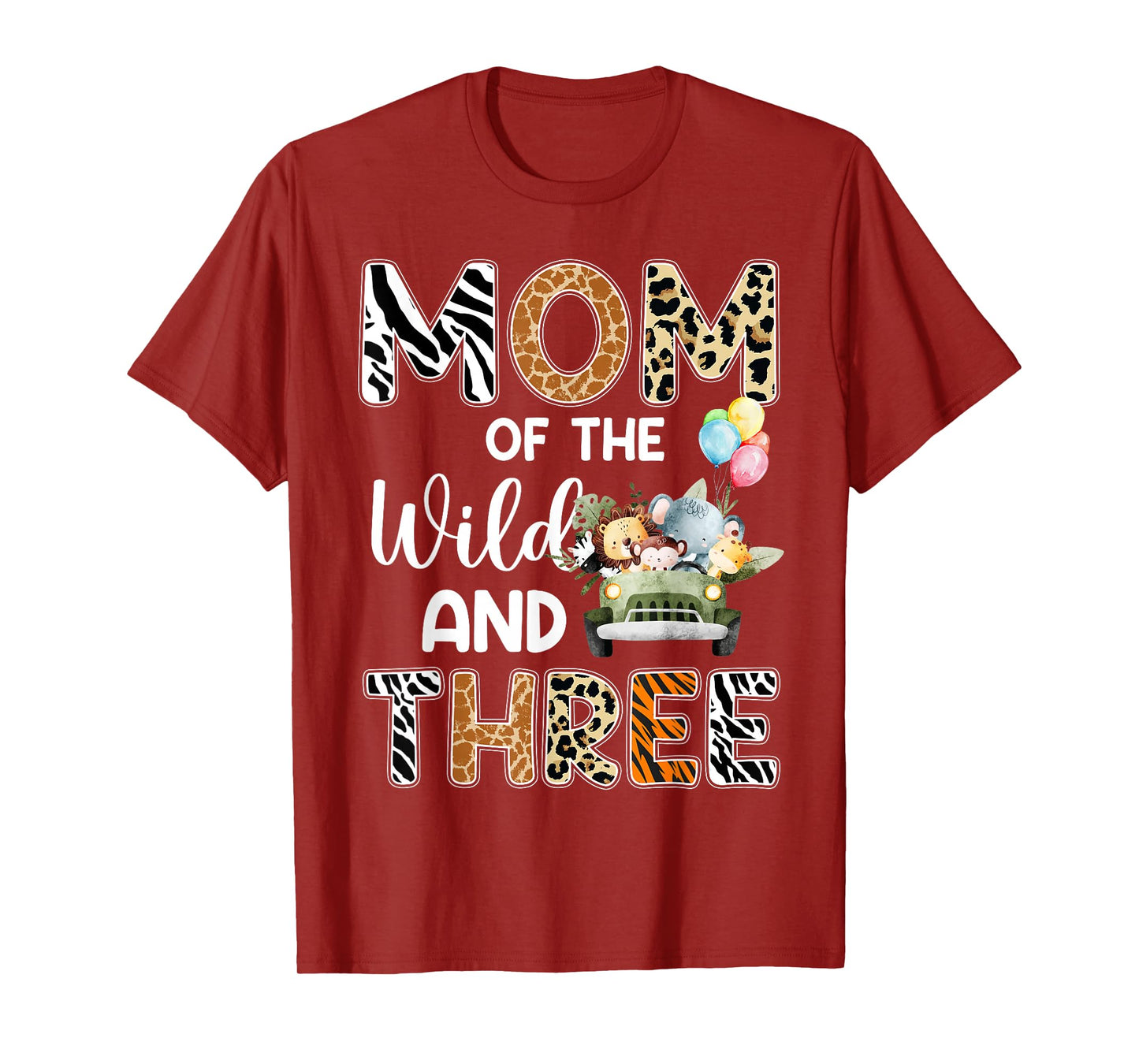 Mom Of The Wild and Three 3 Birthday Zoo Theme Safari Jungle T-Shirt