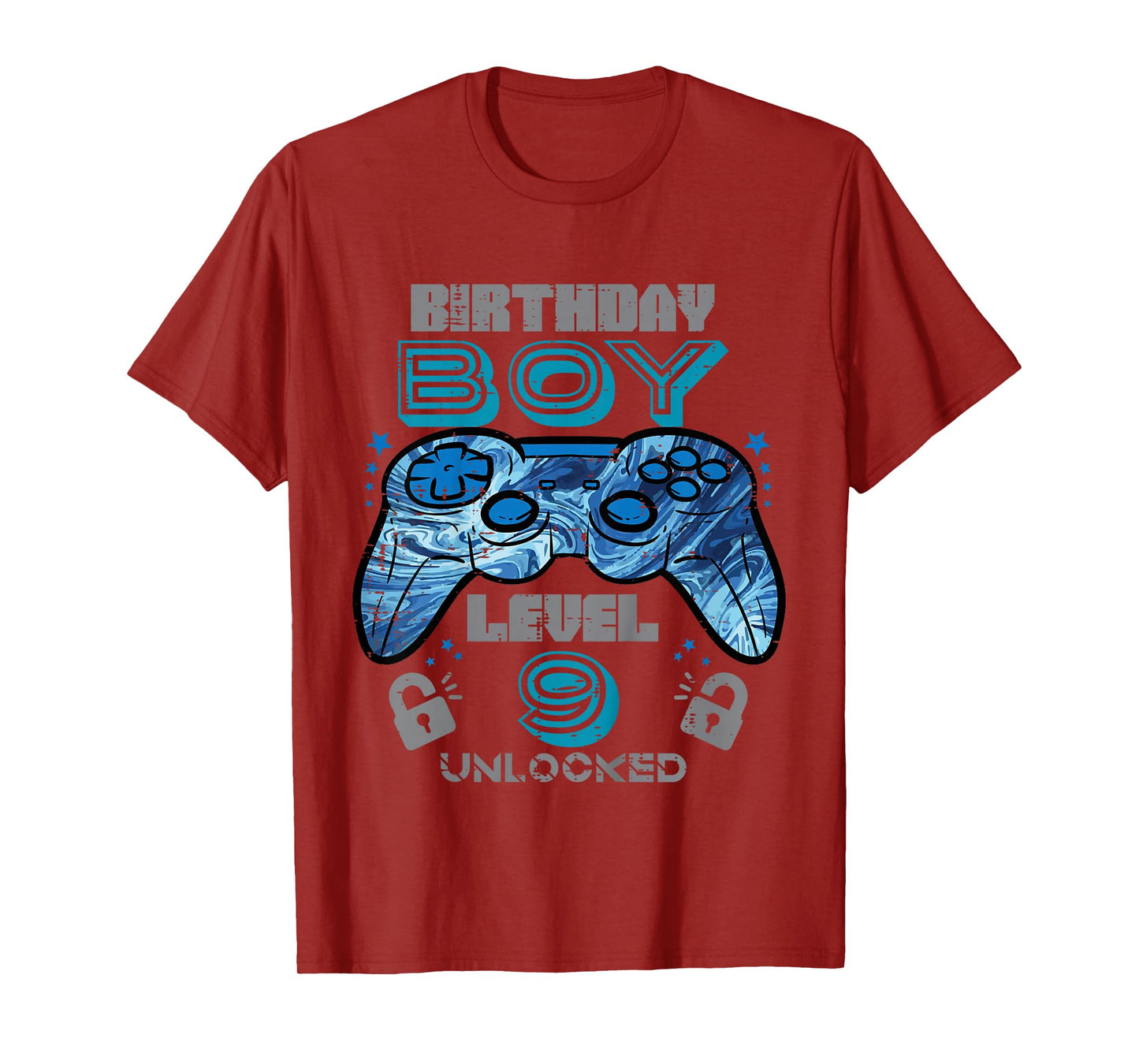 Kids 9th Birthday Gamer Level 9 Unlocked Video Gaming Bday Boys T-Shirt
