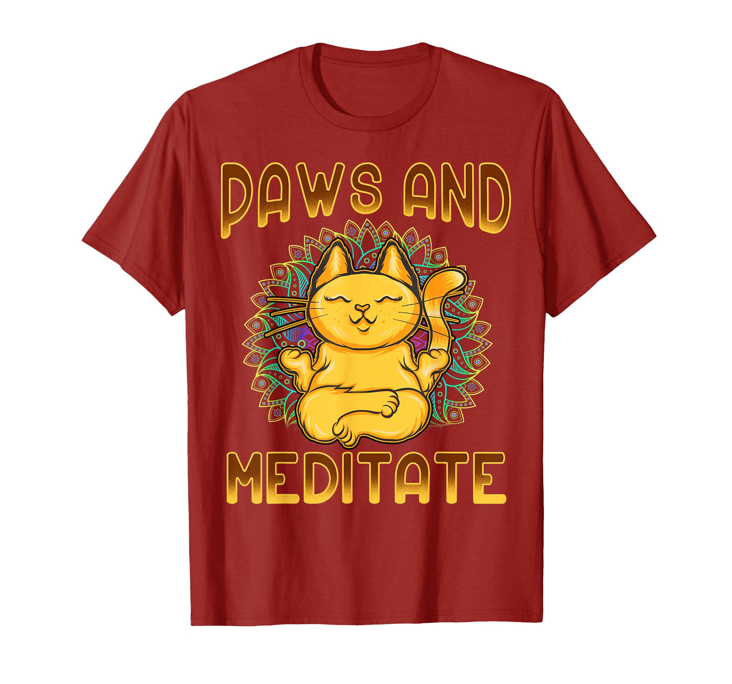 Yoga Paws And Meditate Funny Cat Lover Yogi Namaste Kitten Men Women Kids T-Shirt