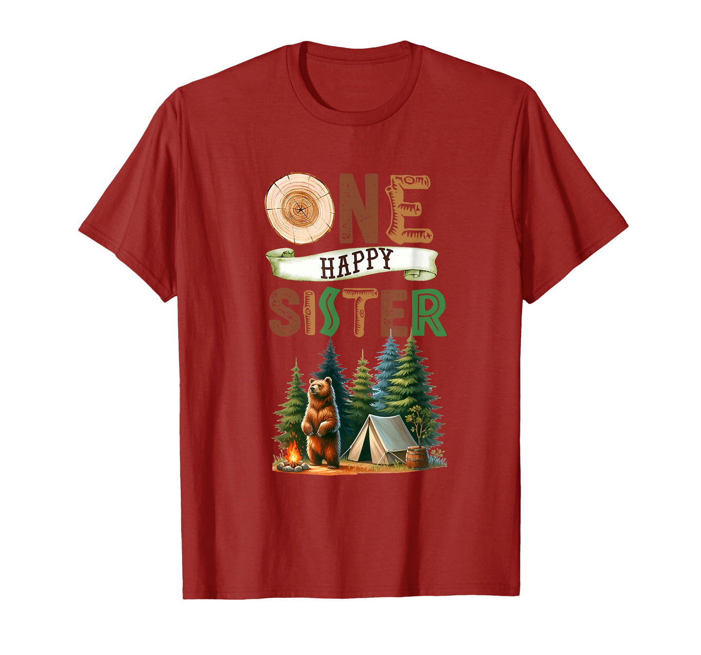 One Happy Sister Camper First Birthday Camping Bear Sister T-Shirt