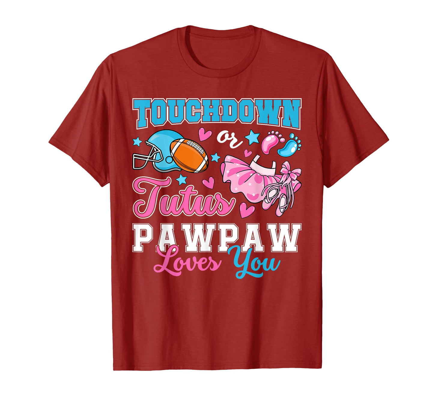 Touchdown or Tutus Pawpaw Loves You Cute Gender Reveal Baby T-Shirt