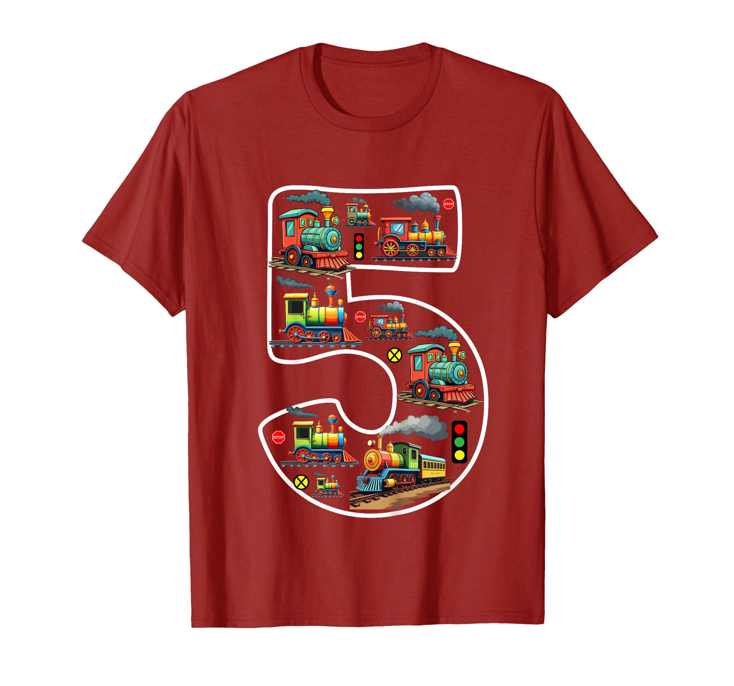 Kids 5 Year Old Boy Trains Birthday 5th Birthday Locomotive Train T-Shirt