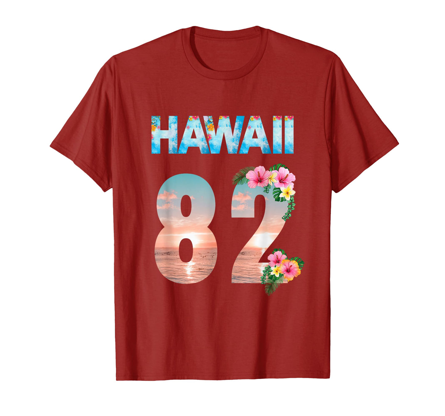 Hawaii 82 Years Old Aloha Beach Hibiscus Hawaiian T-Shirt