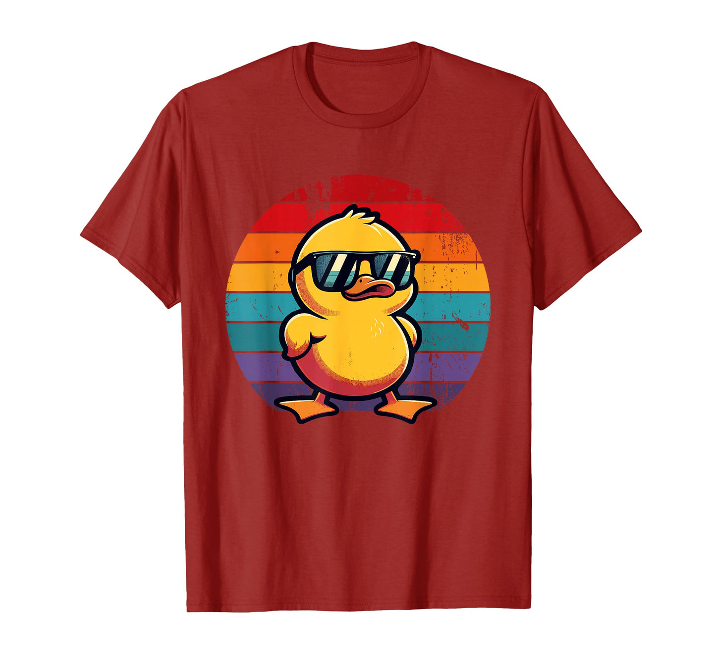 Cool Retro Yellow Duck in Sunglasses 70s 80s 90s Funny Duck T-Shirt
