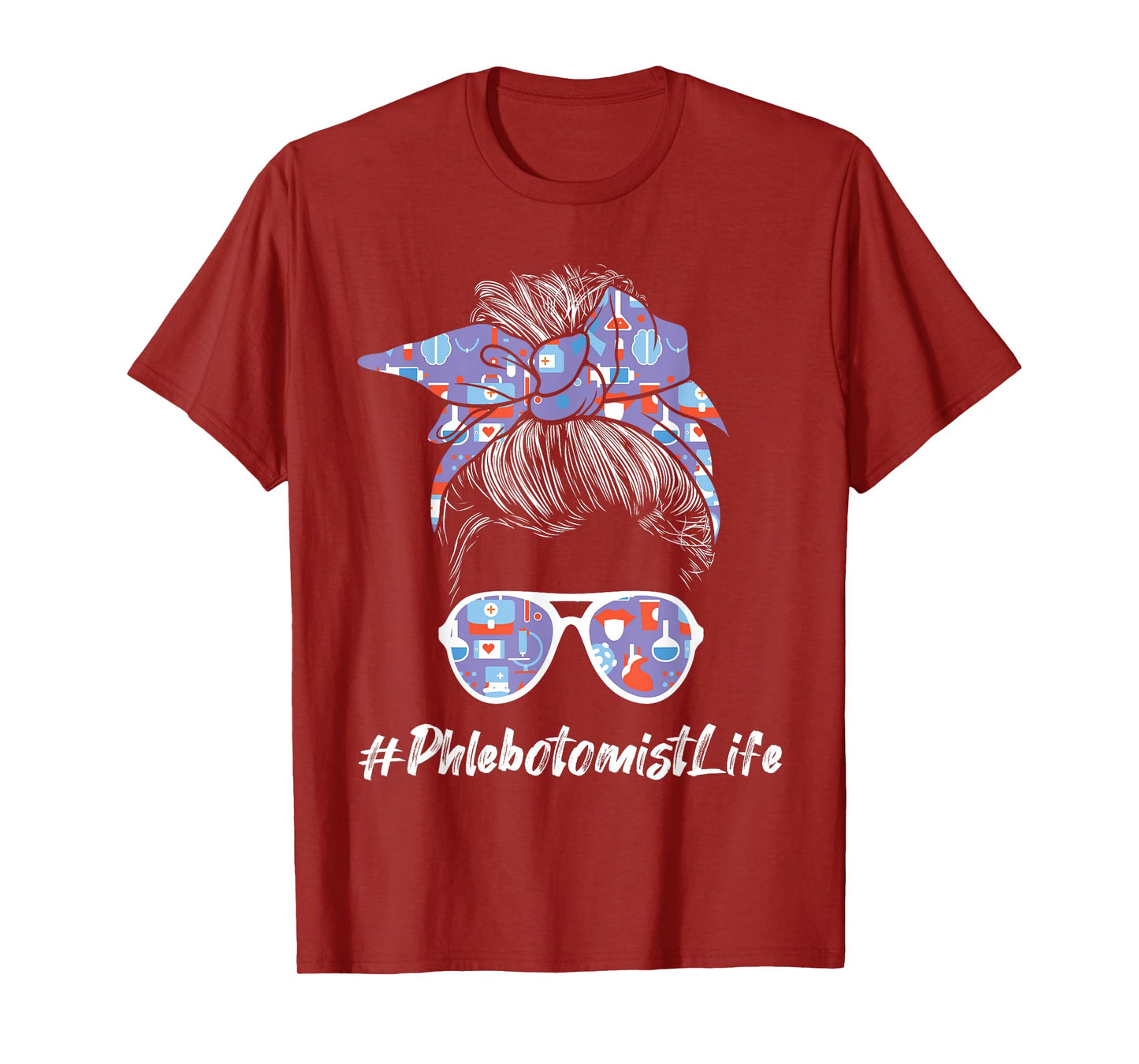 Phlebotomist Life - Woman Messy Hair Phlebotomy Technician T-Shirt
