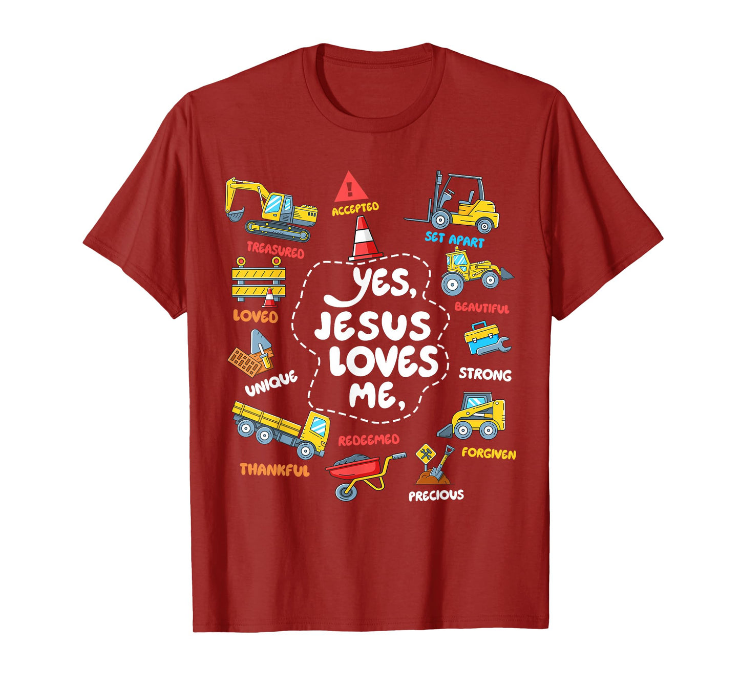 Yes Jesus Loves Me Christian Boys Toddler Construction Truck T-Shirt