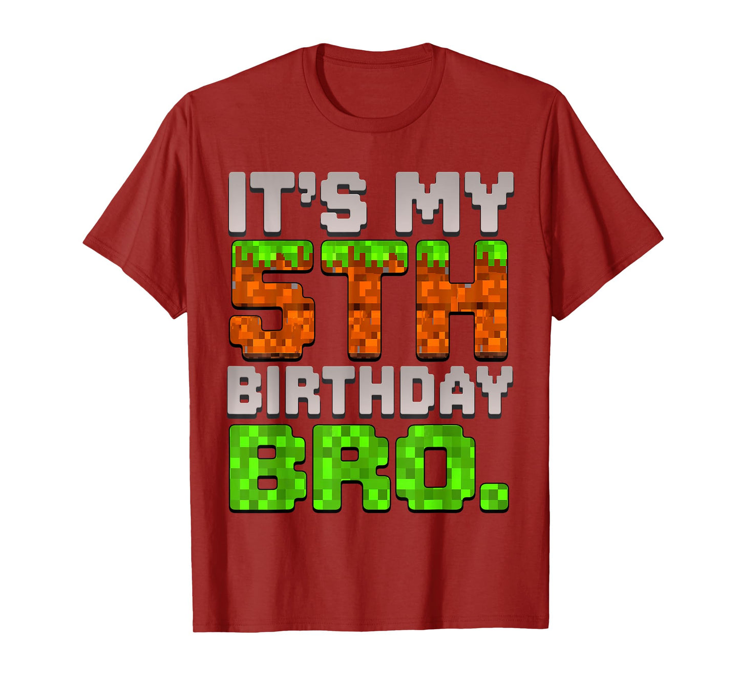 Kids Boy It's My 5th Birthday Bro Video Game Pixel T-Shirt