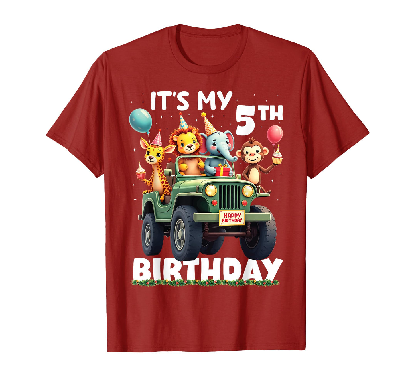 Its My 5th Birthday Zoo Safari Jungle Animals Lover Kids T-Shirt