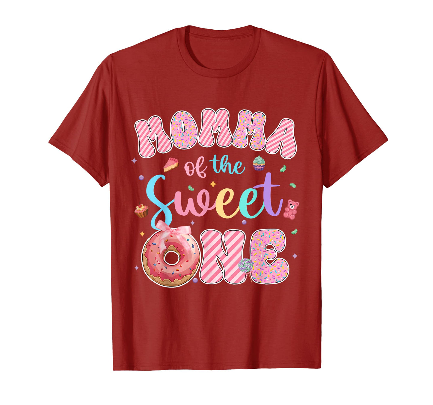 Momma of The Sweet One Donut First Birthday Matching T-Shirt