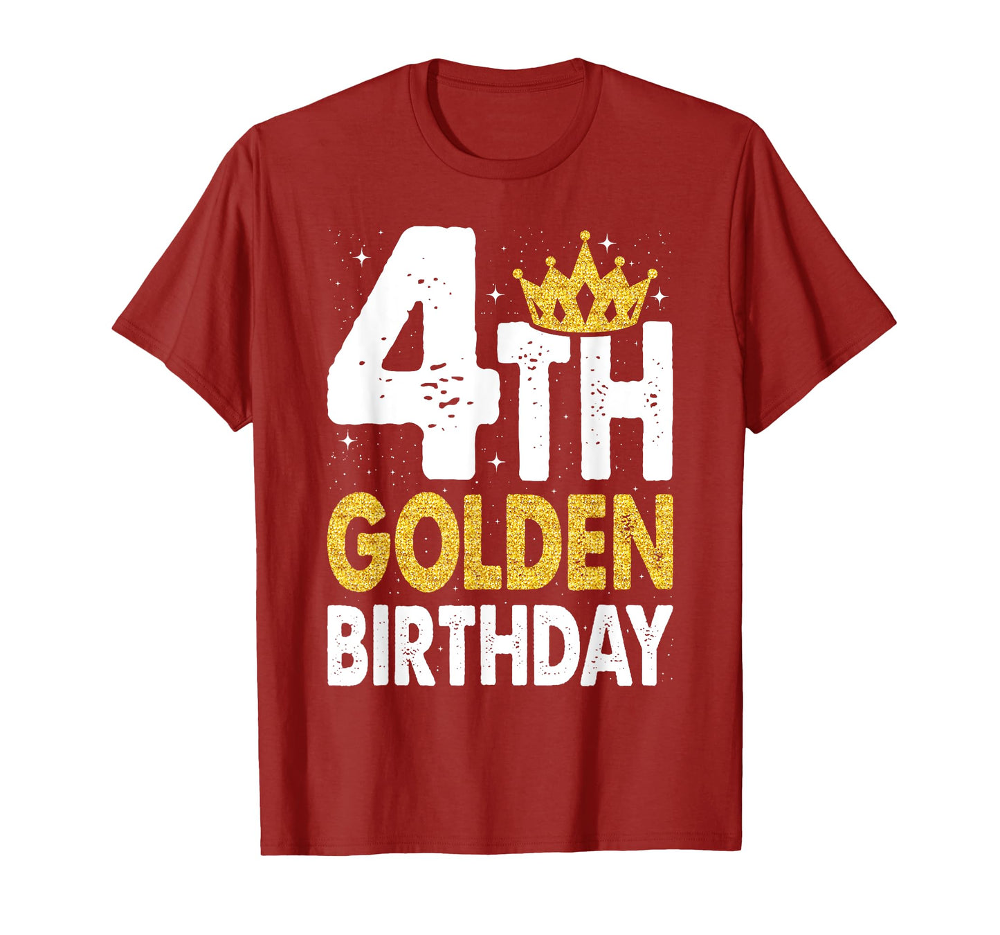 Kids 4th Golden Birthday Year Age Crown T-Shirt