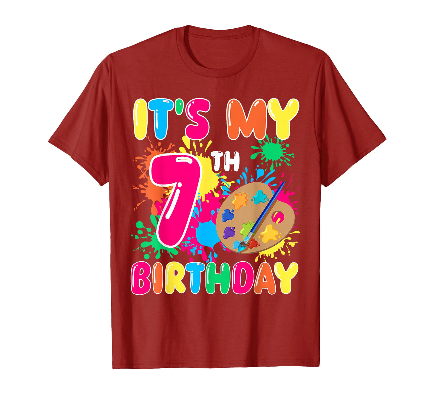 It's My 7th Birthday Painting Art 7 Year Old Bday Artist T-Shirt