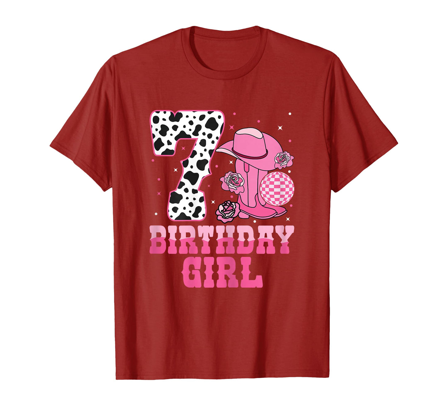 Western 7th Birthday Party 7 Years Old Birthday Cowgirl T-Shirt