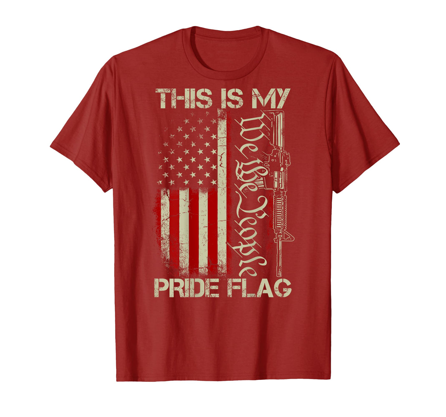 This Is My Pride Flag USA Patriots Gun American Flag on back Men T-Shirt