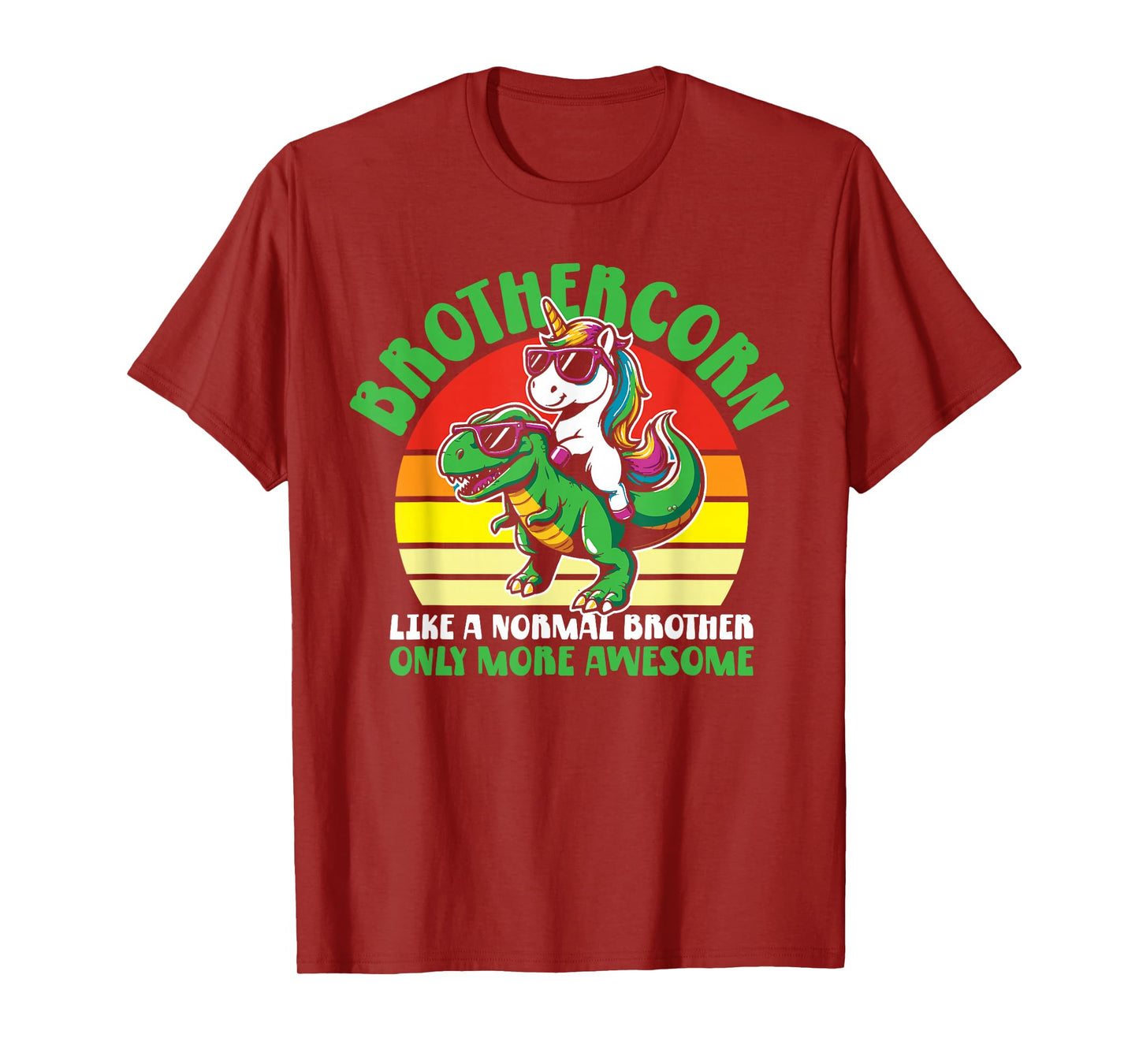 Brothercorn Funny Unicorn Riding T-Rex For Boys Kids Retro T-Shirt