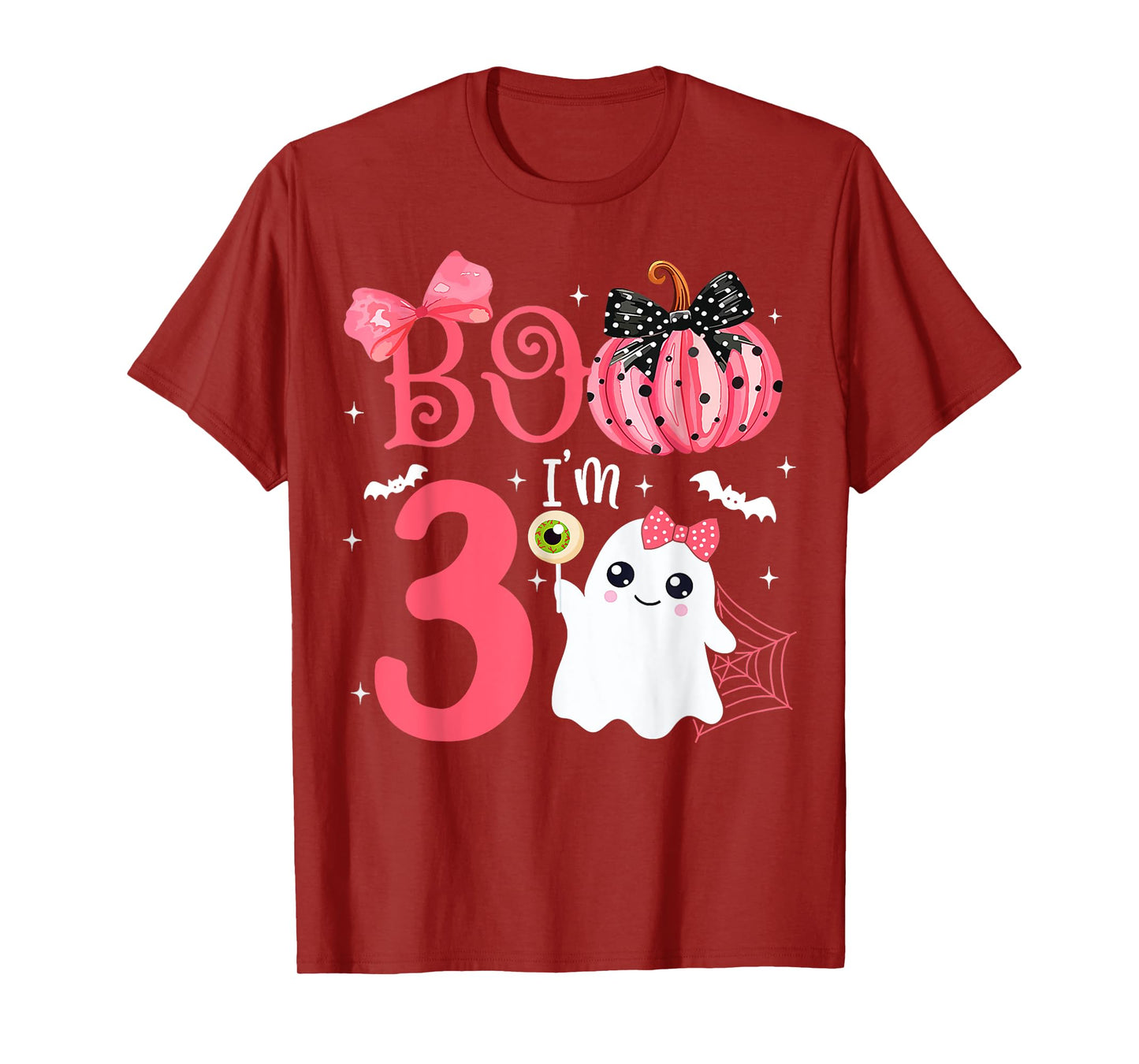 Boo I'm 3 Years Old Ghost 3rd Birthday Halloween Ghost Girls T-Shirt