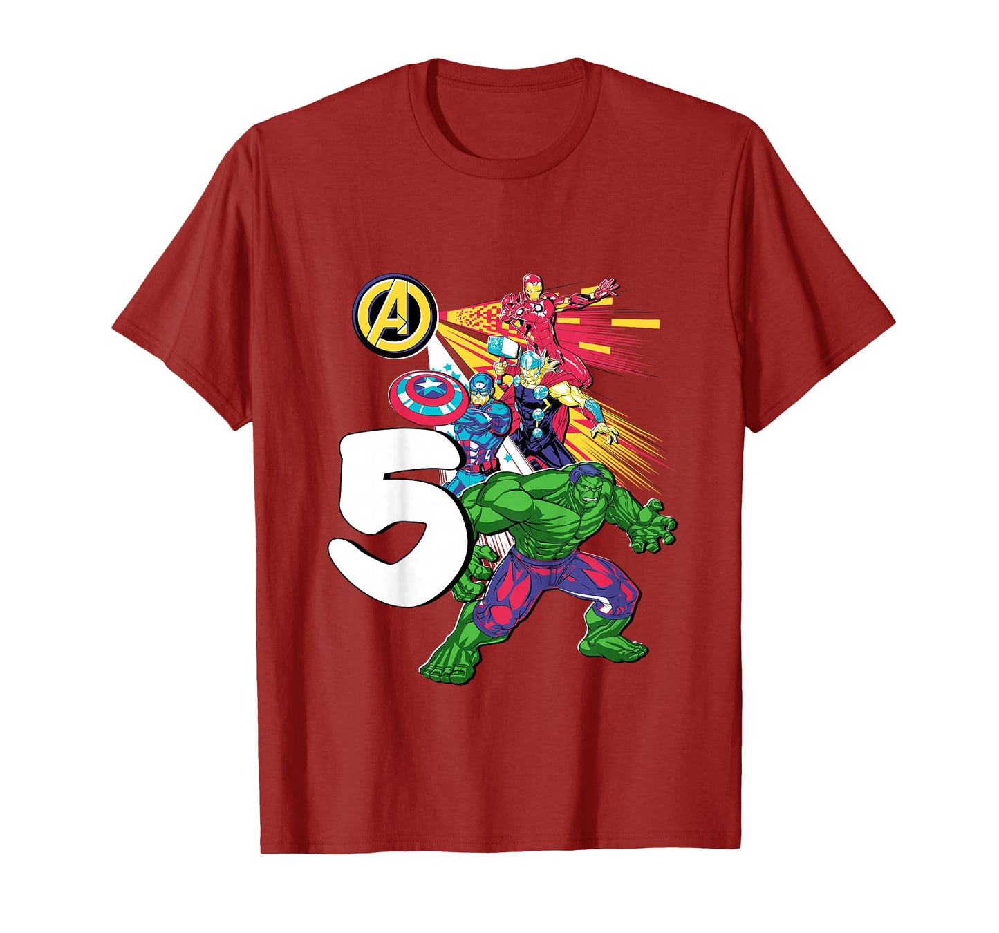 Marvel Super Heroes Avengers 5 Year Old Fifth Birthday T-Shirt