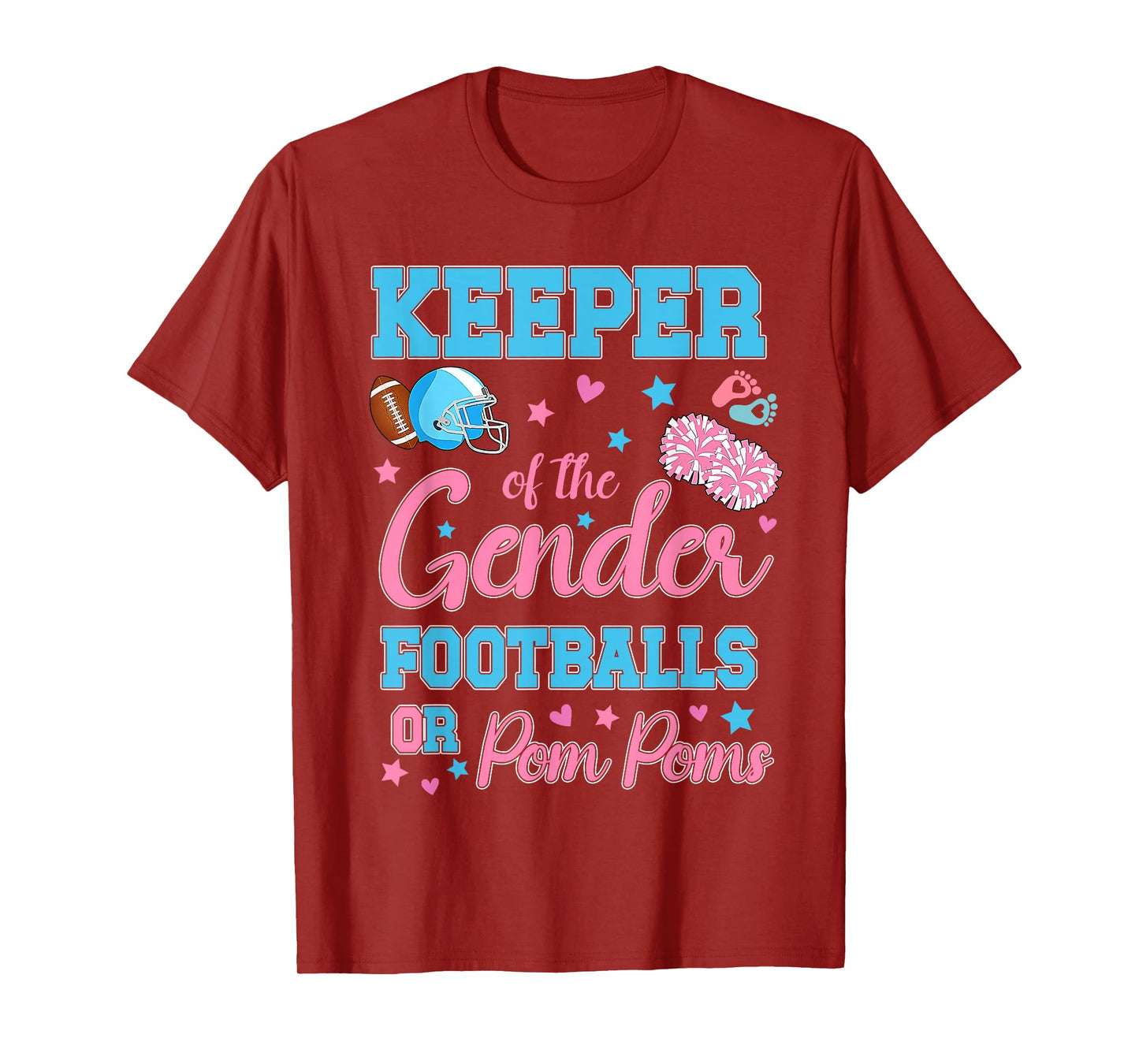 Football or Pom Poms Cute Keeper of Gender Baby Reveal Party T-Shirt