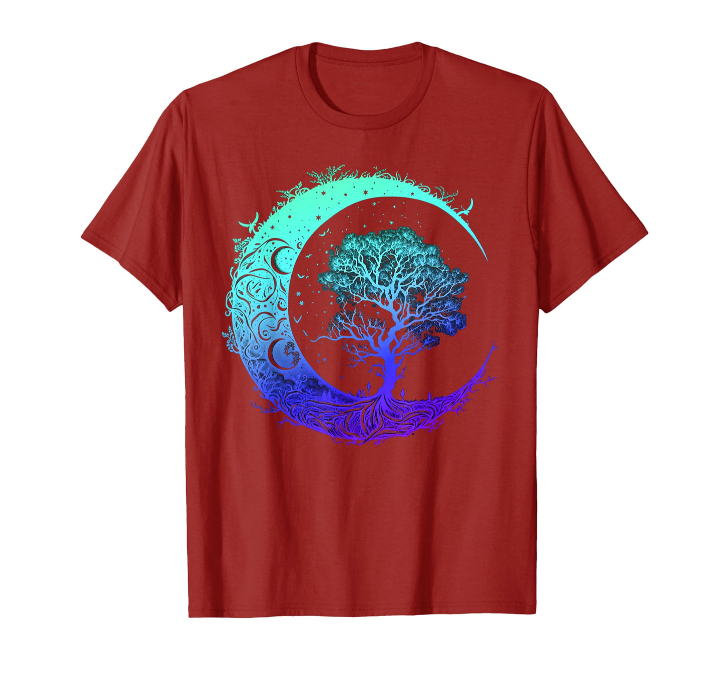 Tree of Life Crescent Moon Mandala Chakra Yoga Indigo T-Shirt