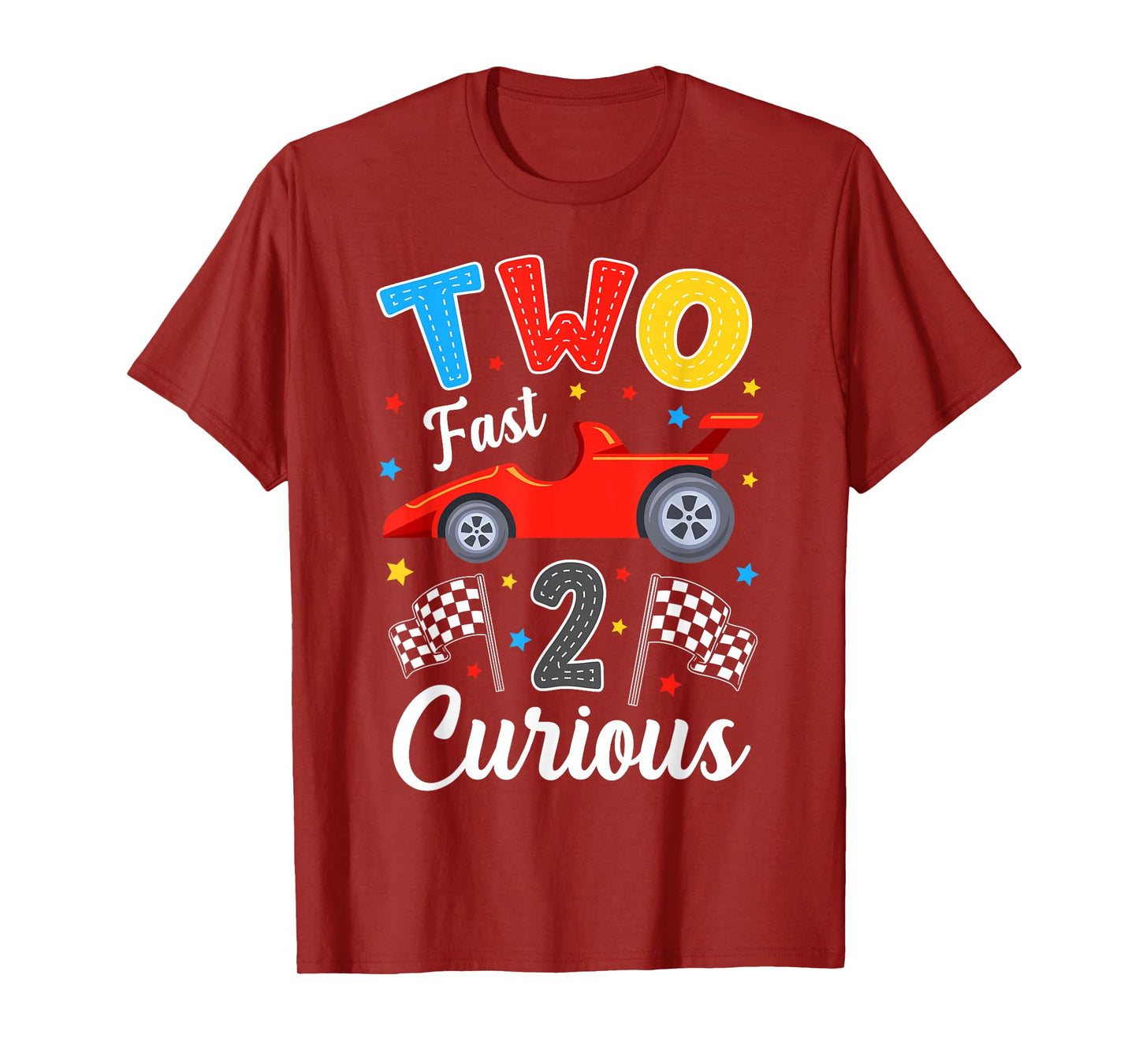 Two Fast 2 Curious Racing 2nd Birthday Boy Girl T-Shirt
