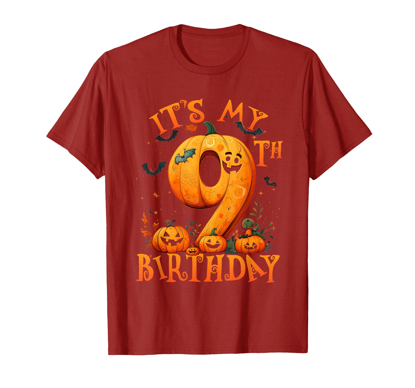 Boo It's My 9th Birthday Halloween Pumpkin 9 Years Old T-Shirt
