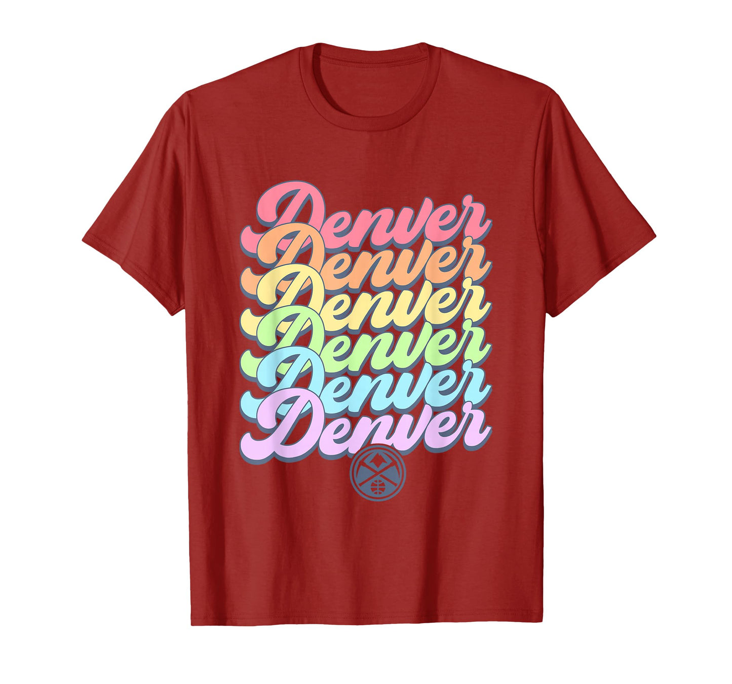 NBA Denver Nuggets Pastel Rainbow Pride Stack T-Shirt
