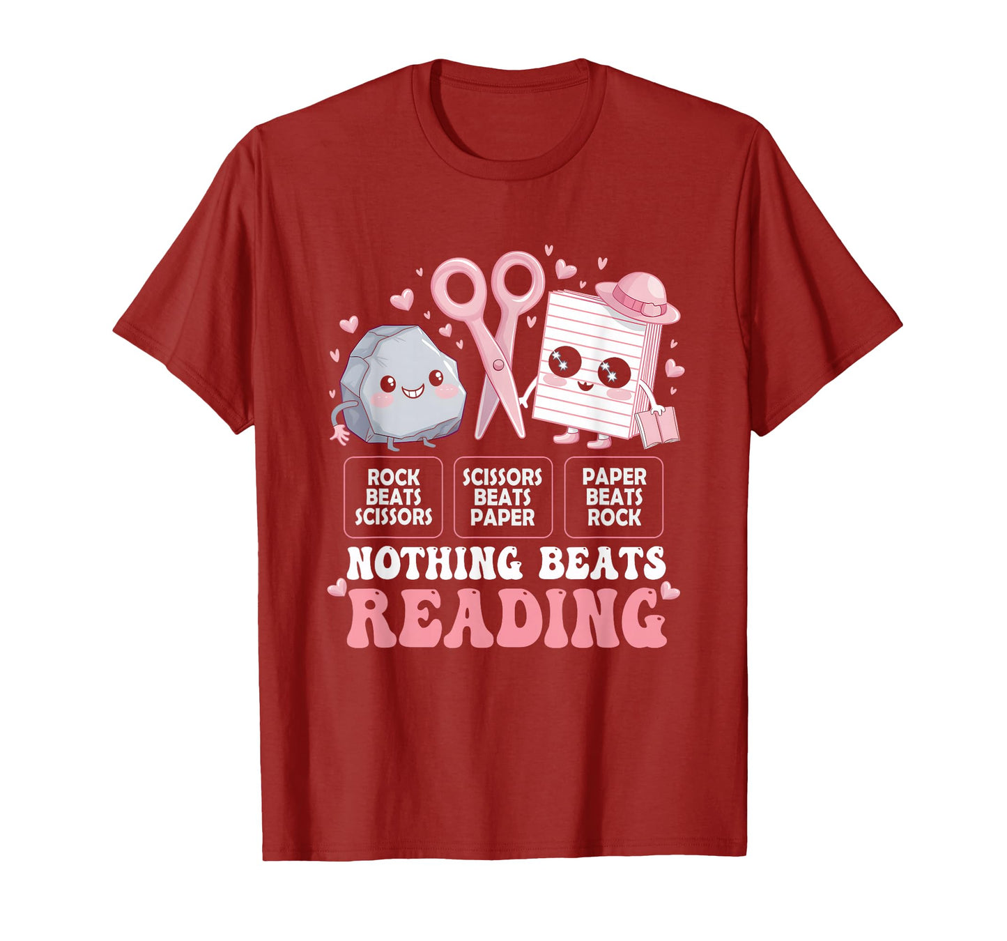 Nothing Beats Reading Book Librarian Rock Paper Scissors T-Shirt