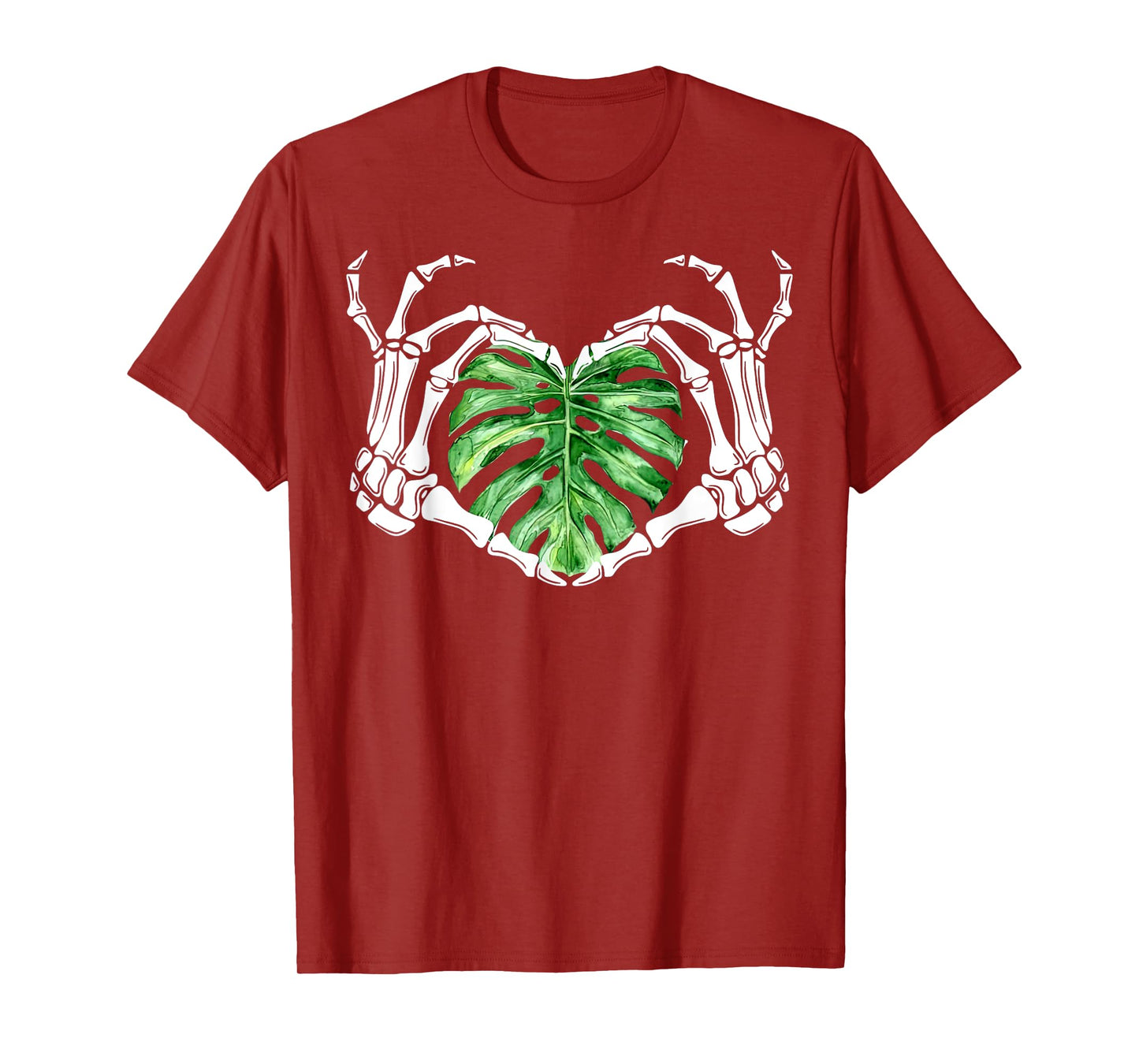 Skeleton Hands Heart Monstera Houseplant Botanical Gardening T-Shirt