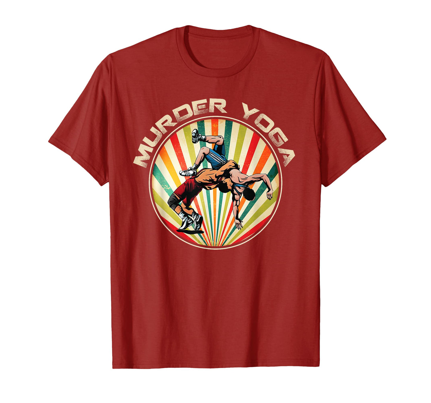 Wrestler Murder Yoga Vintage Retro Sunset Funny Wrestling T-Shirt