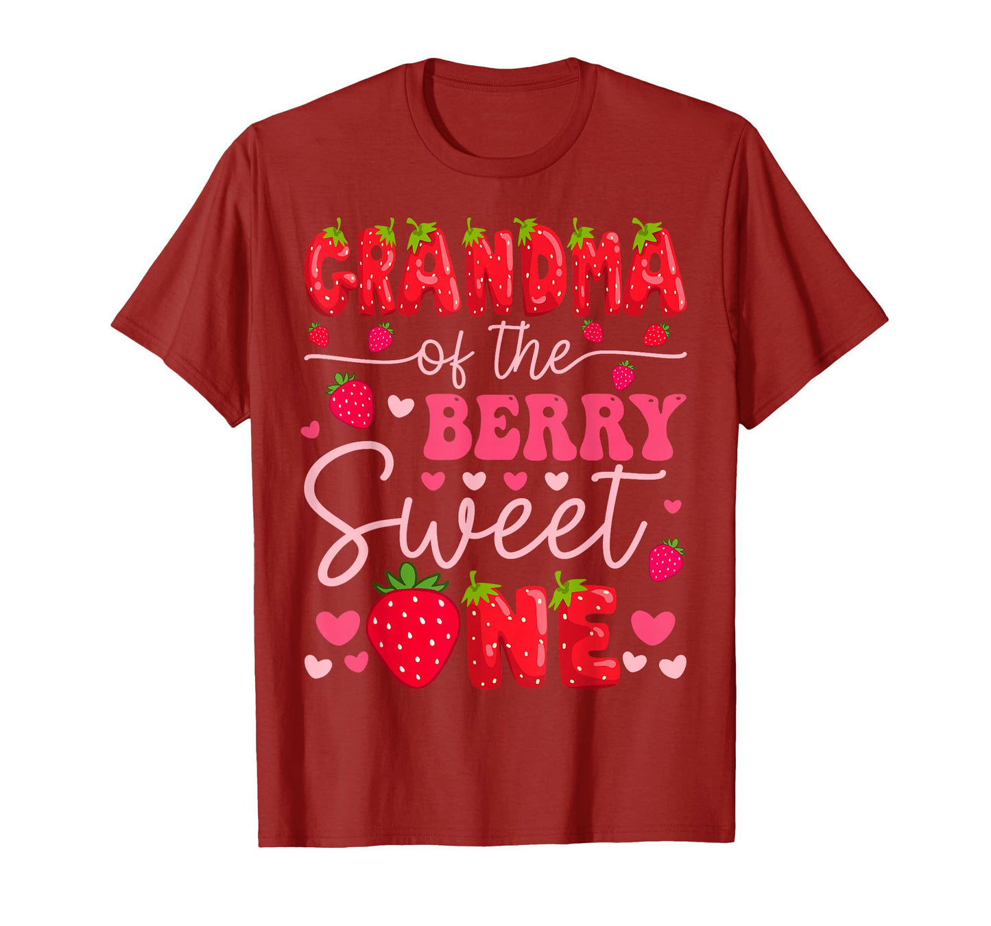 Grandma Of The Berry Sweet One Strawberry 1St Birthday Girl T-Shirt
