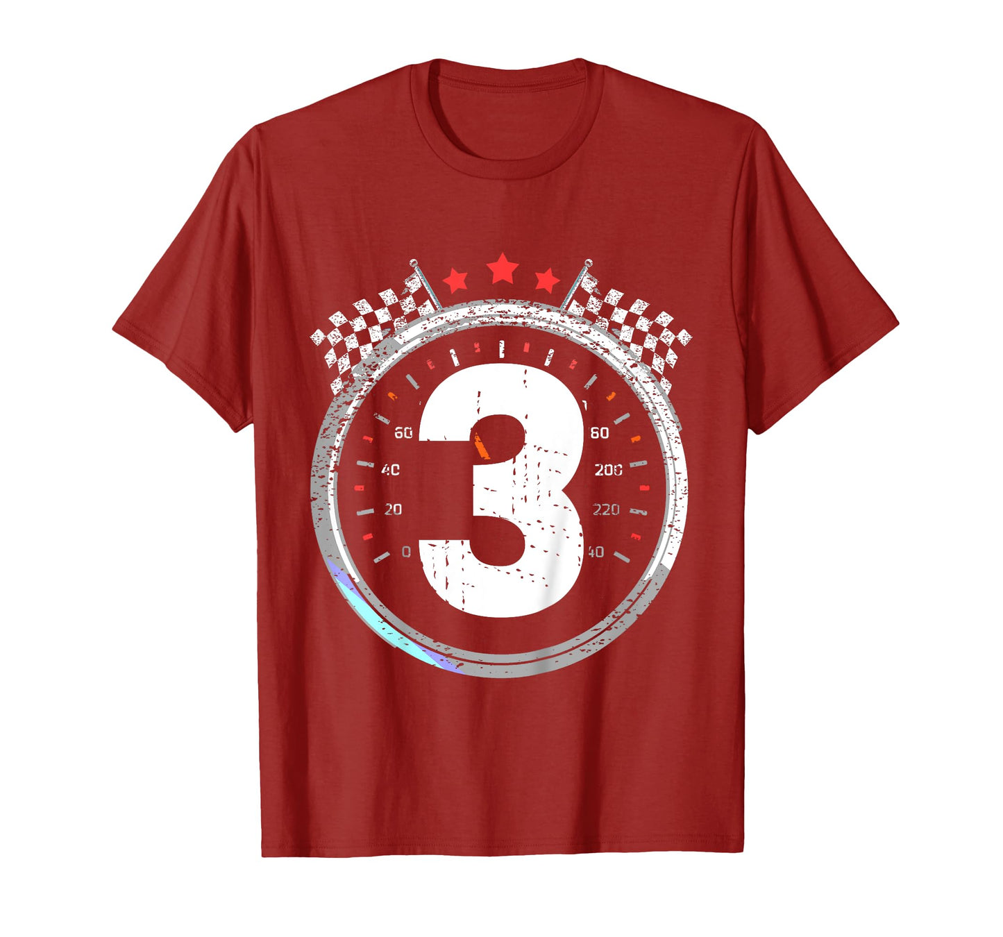 Kids 3rd Birthday Boy 3 Third Race Car Birthday Racing Car Flag T-Shirt