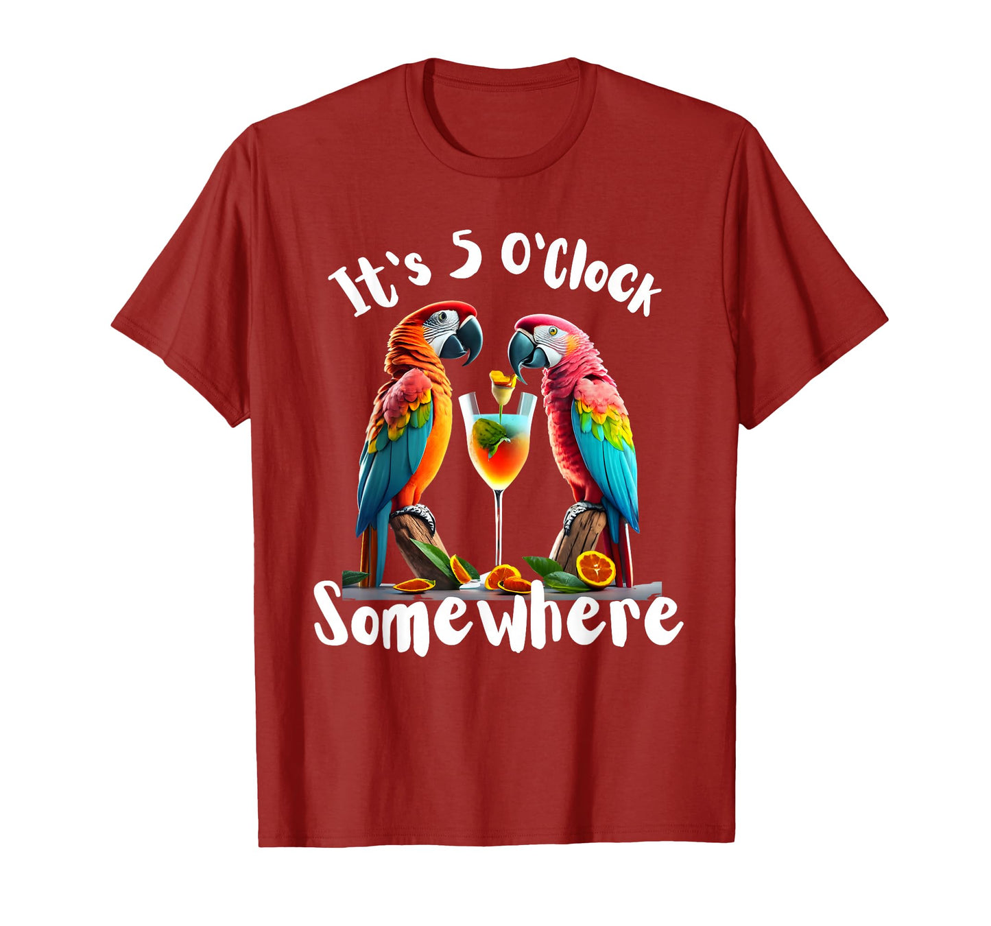 It's 5 O'Clock Somewhere Parrots drinking Cocktails funny T-Shirt