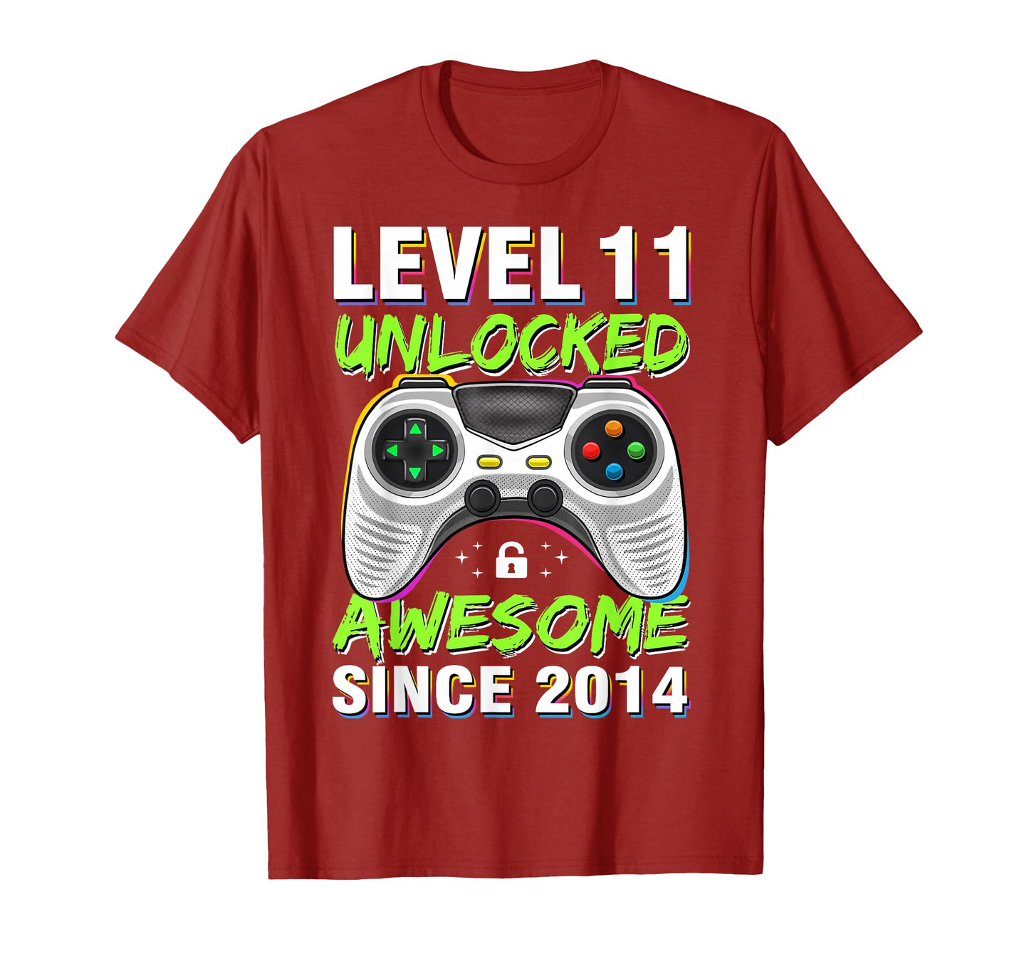 Level 11 Unlocked Awesome Since 2014 11th Birthday Gaming T-Shirt