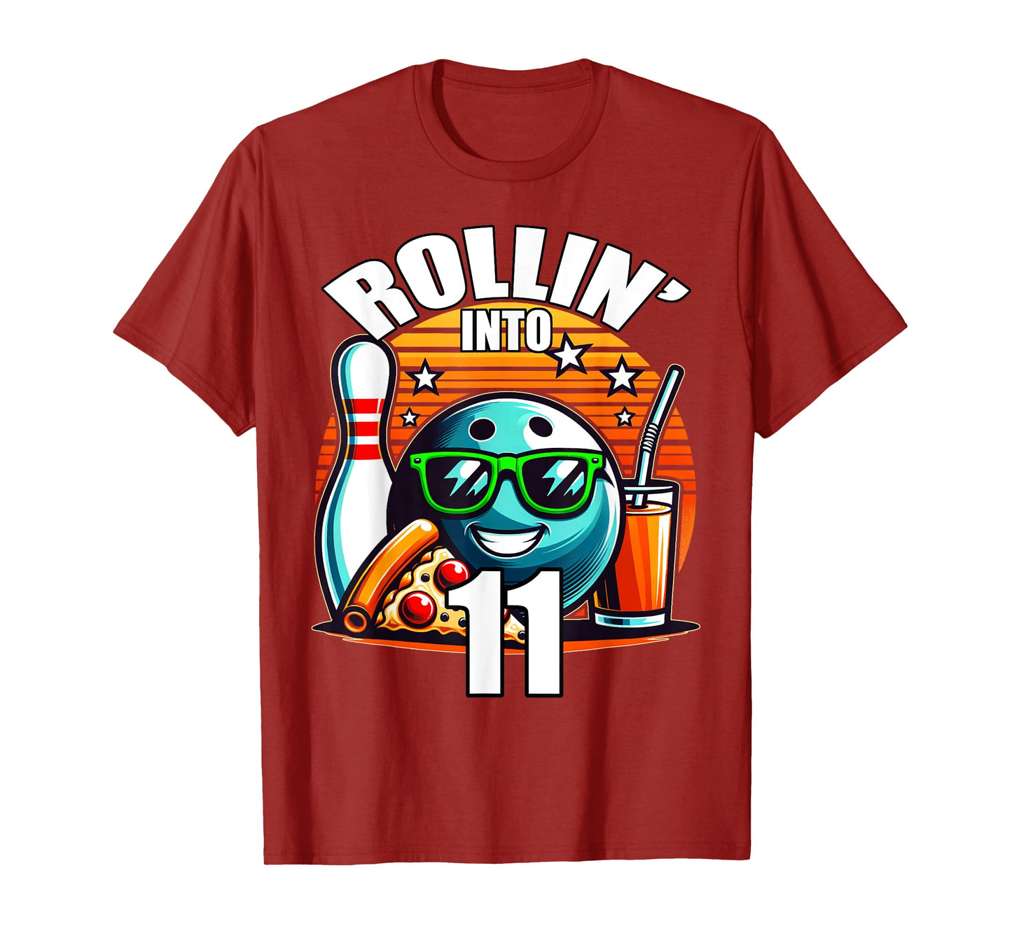 Rollin into 11 Bowling Birthday Party 11th Birthday Kids T-Shirt
