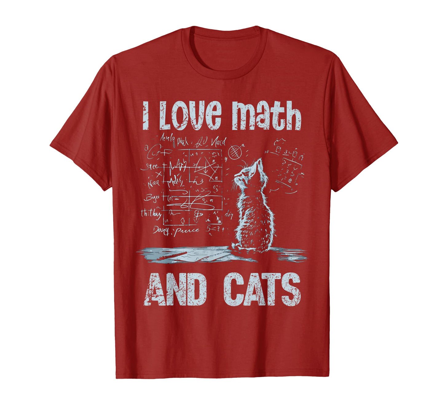 I Love Math And Cats Funny Cat Lover Science Teacher Student Men Women Kids T-Shirt