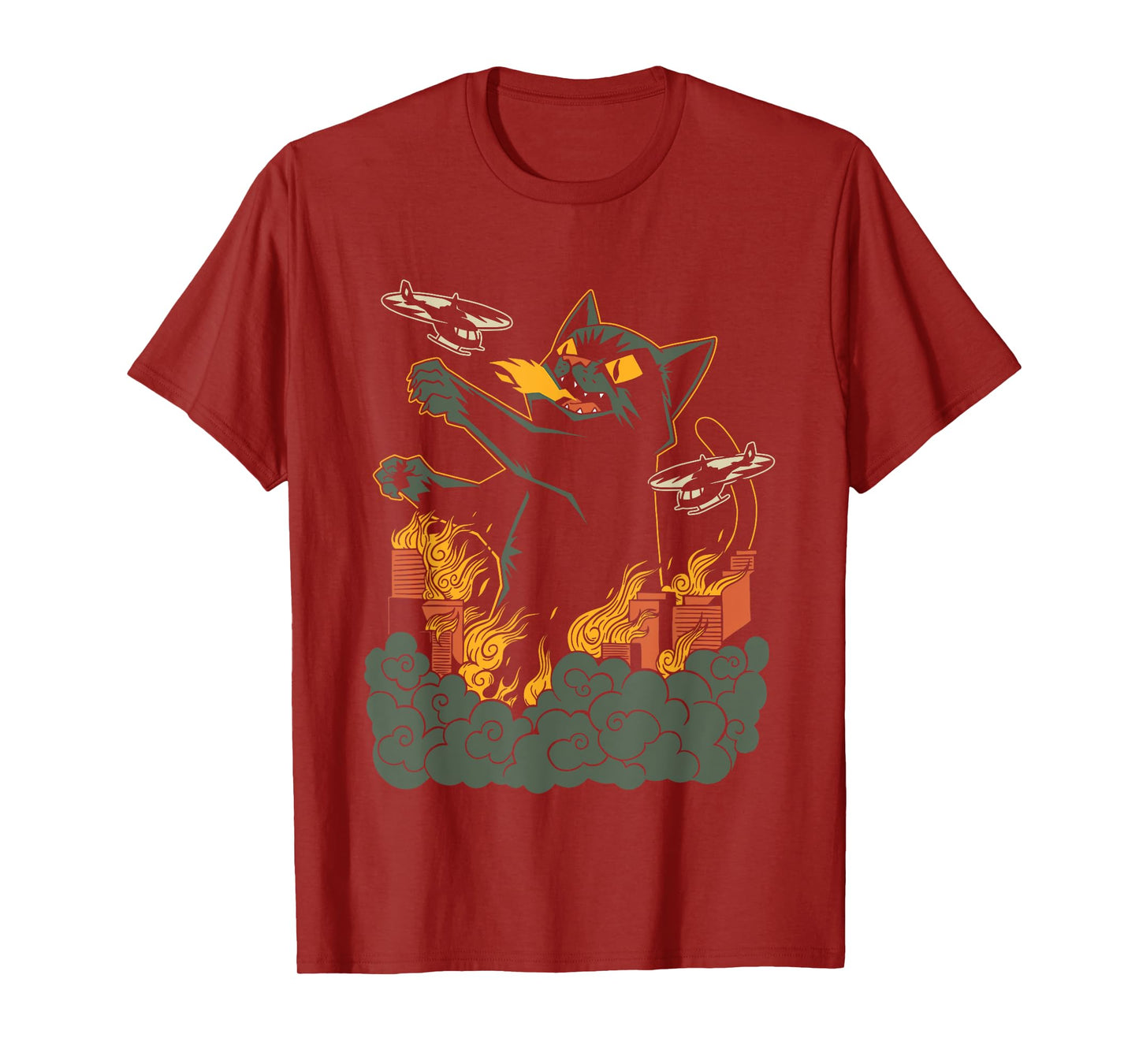 Kaiju Cat Anime Comic Art Japanese Zilla Big Cat Graphic T-Shirt for Men Women Kids