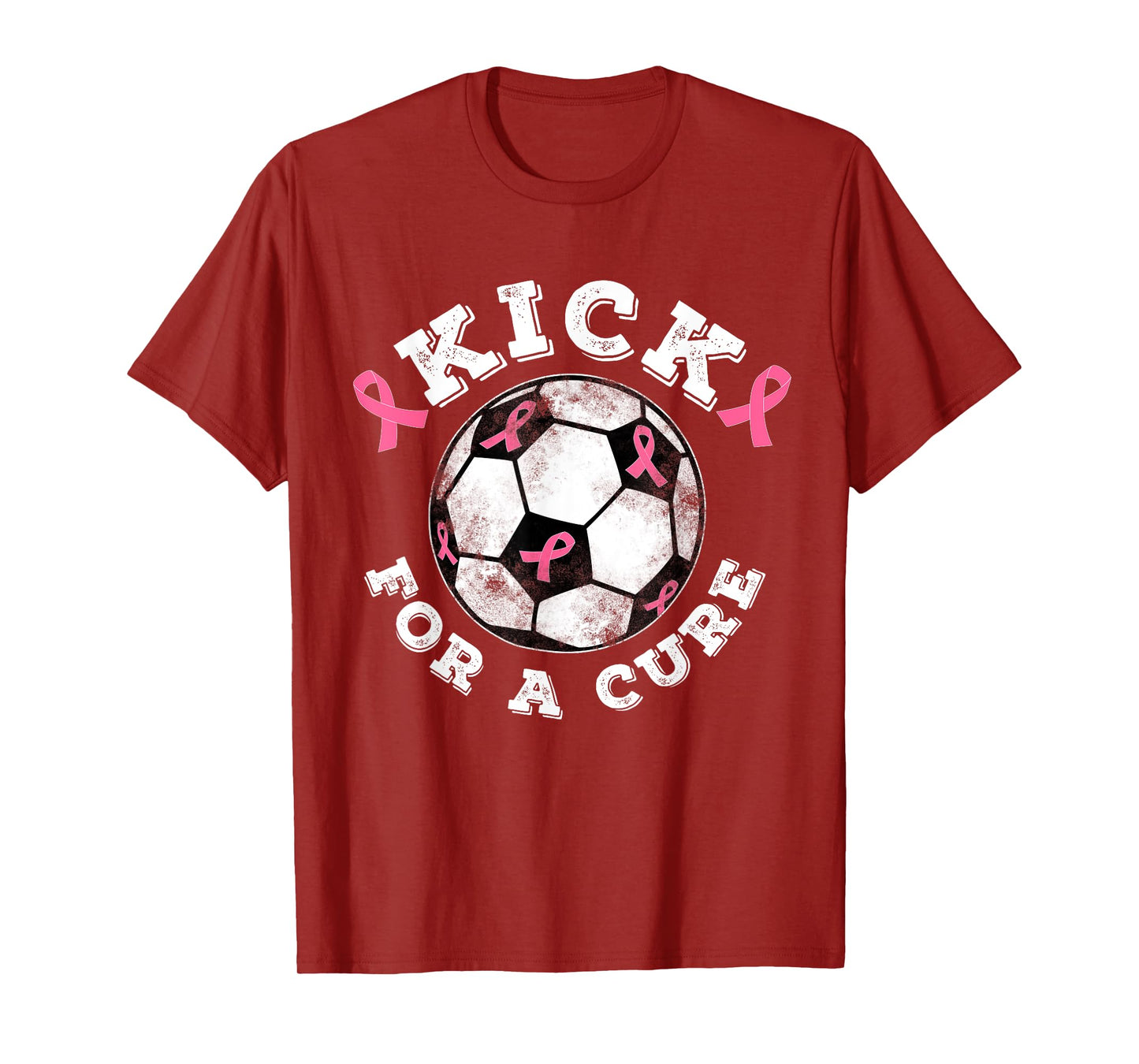 Kick For a Cure Pink Ribbon Breast Cancer Awareness Soccer T-Shirt