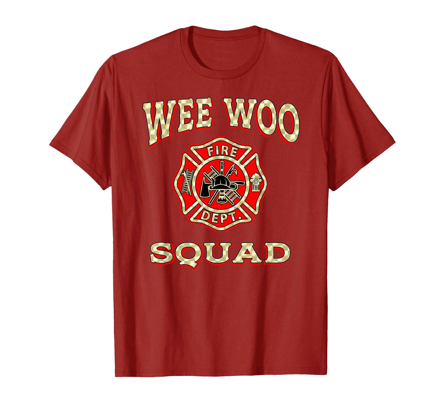 WEE WOO SQUAD Funny Firefighter Badge Marshal Fire Truck T-Shirt