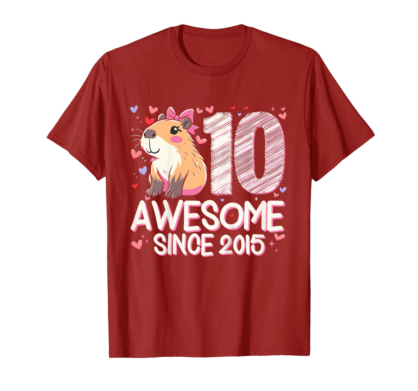 Kids 10 Years Old Capybara Gifts For Girls 10th Birthday Party T-Shirt