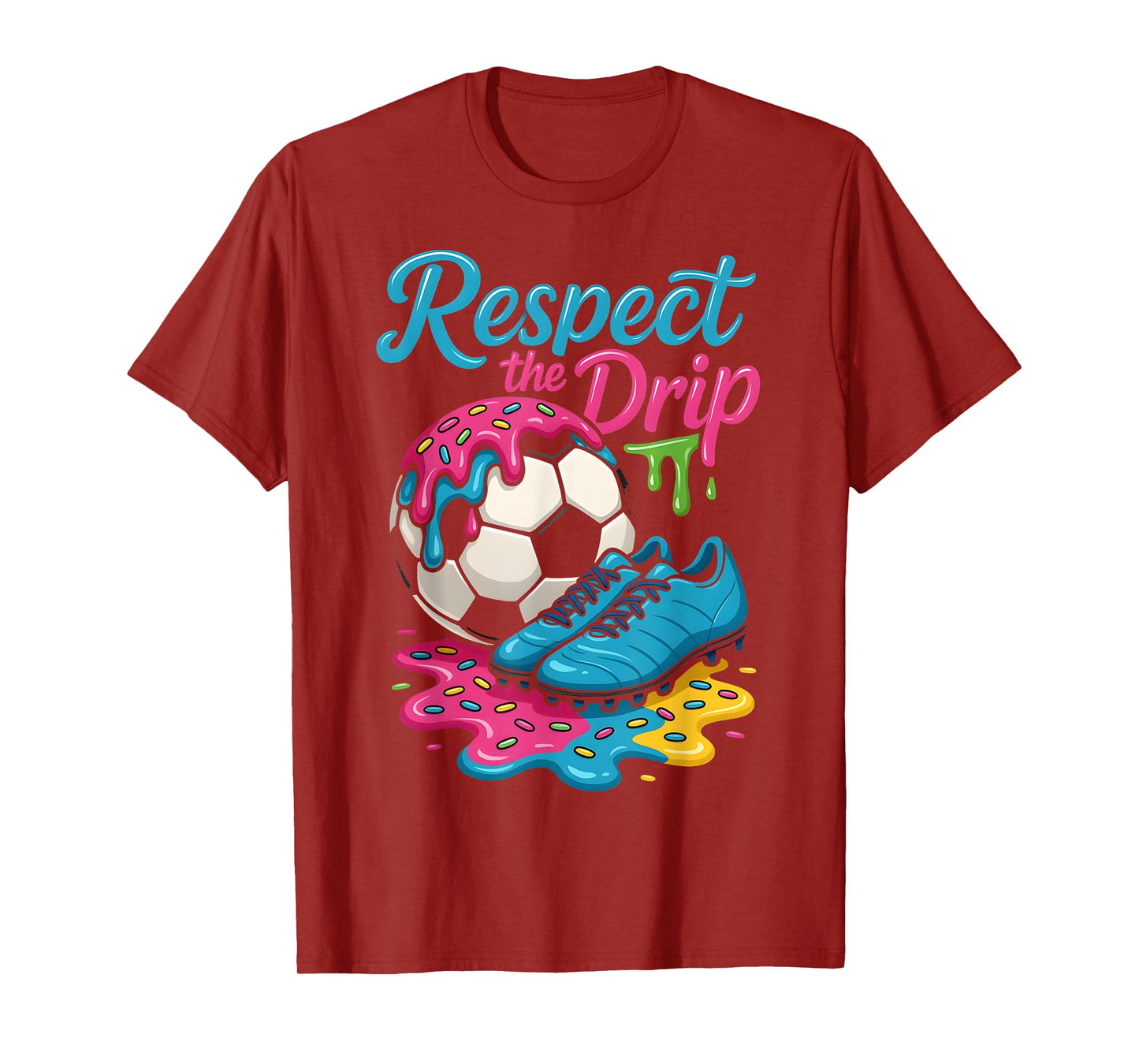 Soccer Drip Boys Girls Ice Cream Drip With Sprinkles Summer T-Shirt
