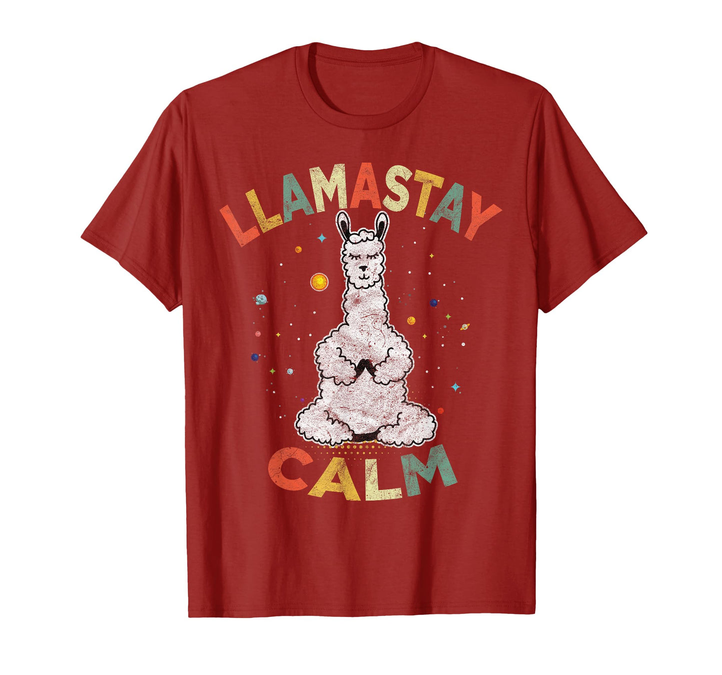 Cute Yoga Llama Stay Calm Alpaca Retro Vintage TShirts Tee