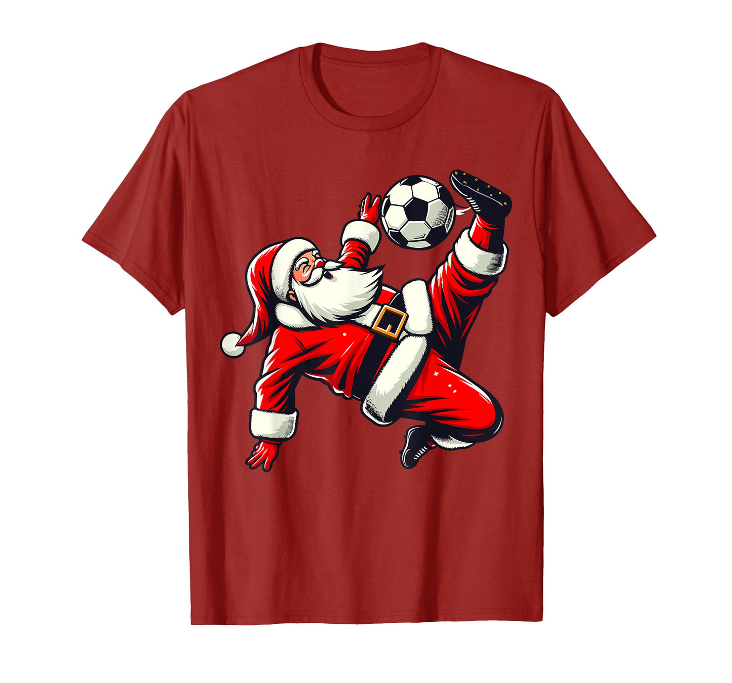 Santa Plays Soccer Bicycle Kick, Christmas Women Men Kids T-Shirt