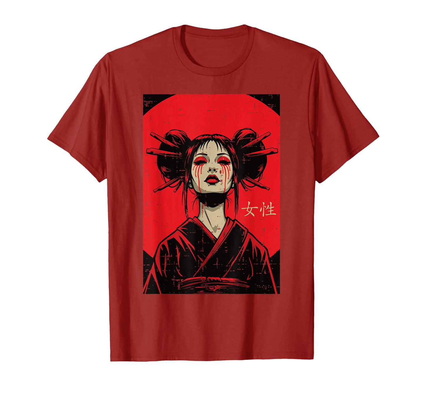 Japanese Geisha Woman Crying Blood Art Women Girls Kids Men T-Shirt